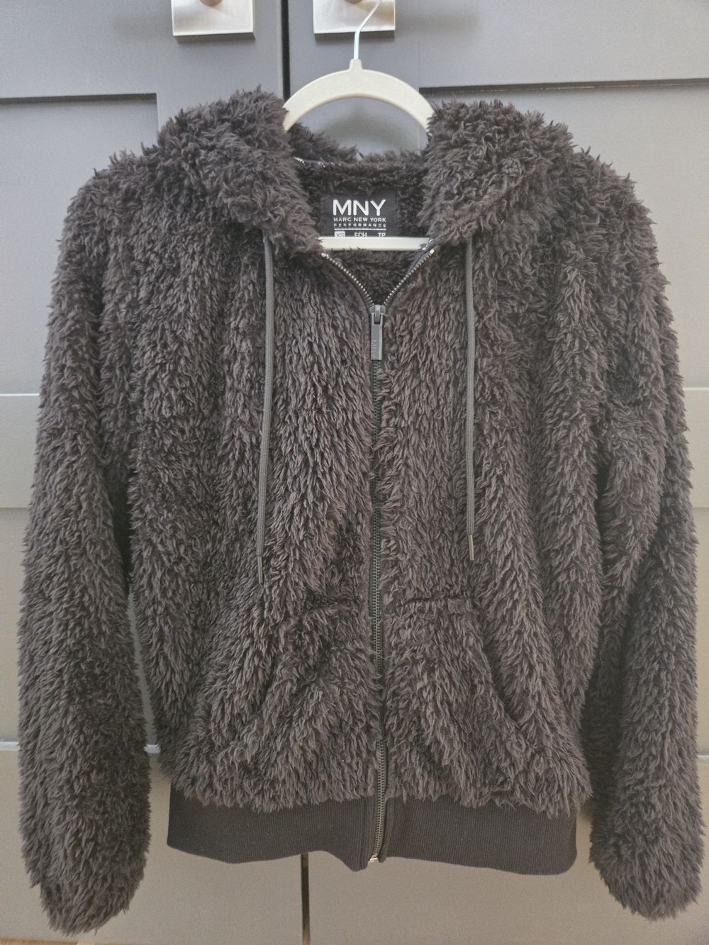 Marc New York Black Plush Teddy Hooded Jacket